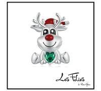 Charm Renna di Natale Babbo Natale ciondolo in argento 925 - Les Folies