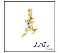 Charm Renna Luna Natale oro ciondolo in argento 925 - Les Folies
