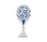 Charm romantico a forma di aeroplano di carta a forma di fiore blu, in argento Sterling, compatibile con braccialetti Pandora da donna