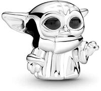 Charm Star Wars Baby Yoda Grogu in Argento Sterling 925 compatibile con le ciondole Pandora e molti altri braccialetti britannici., Argento Sterling