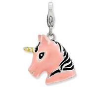 Charm Testa Di Unicorno 3D Enameled .925 Argento Sterling Click On Amore La Vita