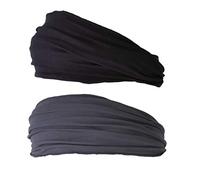 CHARM Uomo elastico bandana Fascia Per Capelli giapponese lungo capelli dreads testa incarto Nero, Grigio Scuro 2 Pezzi