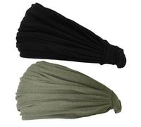CHARM Uomo Testa Copertina Fascia Bandana Allungamento Capelli Stile Giapponese Nero, Cachi 2 Pezzi M