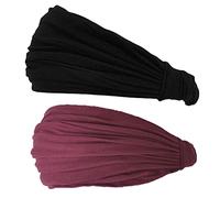 CHARM Uomo Testa Copertina Fascia Bandana Allungamento Capelli Stile Giapponese Nero, Marrone 2 Pezzi