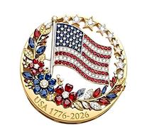 Charm US 250Th Anniversary Fiore Stella Spilla Lapel Pin Petto Gioielli per Abiti e Cappelli Anniversario Corpetto Corpetto, One Size, come descritto