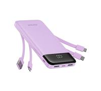 Charmast Batteria esterna 10000mAh con 4 Cavi Integrati Batteria Portatile USB C Sottile Power Bank con 6 Uscite e 3 Ingressi per iPhone 12 13 11 Samsung S21 S22