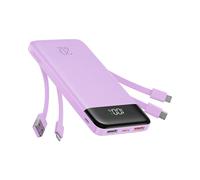 Charmast Power Bank 20000mAh Caricabatterie Portatile a Ricarica Rapida con Cavi Integrati, 5 Uscite e 4 Ingressi per iPhone 14 13 12 11 Samsung S21 S22(Viola)