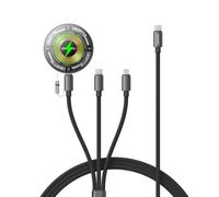 charmast Multi cavo di ricarica con pad wireless magnetico per scrivania e | Cavo USB-C a ricarica rapida da 60 W, compatibile con iPhone, iWatch, Airpods, Samsung e Pixel, intrecciato per il design