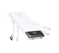 Charmast Power Bank 20000mAh, caricatore portatile a ricarica rapida, con cavi integrati, 5 uscite e 4 ingressi per iPhone 14 13 12 11 Samsung S21 S22(bianco)
