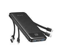 Charmast Powerbank 10000 mAh batteria esterna USB C Power Bank con 4 cavi di ricarica integrati, caricatore portatile con display a LED, compatto, sottile, 6 uscite,Huawei,Samsung Tablet