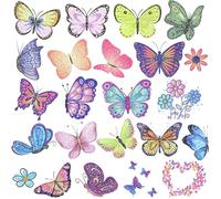 CharmBurst 12 Farfalle Glitterate a Foglia Tatuaggi Temporanei, Tatuaggi per Bambini Amici della Pelle, Set di Tatuaggi a Farfalla per Viso e Corpo, Adesivi Decorativi per Feste