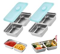 CharmBurst 2 Pezzi Lunchbox in Acciaio Inox con Scomparti, Doppia Camera Lunchbox Metallica, Scatola Pranzo Riutilizzabile Bambini, bento Box Acciaio Inox, Lunchbox Termo per Campeggio