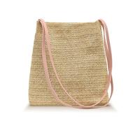 CharmBurst Borse Intrecciate in Paglia, Borsa da Spiaggia Estiva in Rafia, Borsa Boho alla Moda Intrecciata, Pratica Borsa a Tracolla cesta, Elegante Borsa Estiva(Rosa)