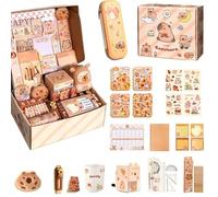 CharmBurst Capybara-Stationery-Set, Grande Astuccio con Matite e Adesivi, Carina Scatola Regalo per Bambini, Adatto per Inizio Scuola e Regali