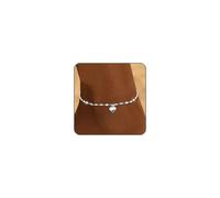CharmBurst Cavigliera Argento Donna Con Pendente A Cuore, Cavigliera A Doppio Strato In Acciaio Inox, Elegante E Robusto Gioiello Per La Caviglia, Ornamento Argenteo Per La Caviglia