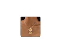 CharmBurst Collana Lunga con Pendente a Fiore Plissettato, Catena Massiccia Oro, Collana in Acciaio Inossidabile per Donne, Collana Oro Resistente all'Acqua, Stile Ragazza Pulita