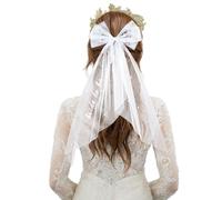 CharmBurst Velo a due strati con perline, regalo per la sposa, accessori per addio al nubilato e festa di damigelle, elegante modello in tulle, velo bianco per la sposa