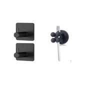 CharmChic Ganci Adesivi per Pareti 7 Pezzi, Appendi Asciugamani Elegante, Nero, Senza Perforazioni, Facile da Smontare, Pulizia Rapida
