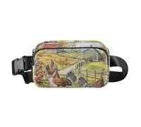 Charme arcobaleno elegante Marsupio per uomo donna piccola borsa a tracolla con cinghia regolabile per ciclismo, Sentiero della fattoria dei tacchini, 1 size