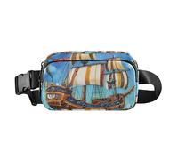 Charme arcobaleno elegante Marsupio per uomo donna piccola borsa a tracolla con cinghia regolabile per ciclismo, Pirata Nave Misterioso Mare, 1 size