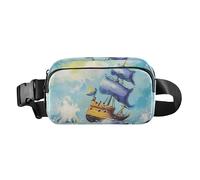 Charme arcobaleno elegante Marsupio per uomo donna piccola borsa a tracolla con cinghia regolabile per ciclismo, Onda del mare della nave pirata, 1 size