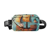 Charme arcobaleno elegante Marsupio per uomo donna piccola borsa a tracolla con cinghia regolabile per ciclismo, Mare della nave dei pirati dei cartoni, 1 size