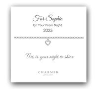 Charmed Jewellery Braccialetto in argento Sterling 925 con cuore in zirconia cubica, idea regalo personalizzata, per ballo scolastico, fidanzata, figlia, nipote, 17cm, Argento sterling, Zirconia