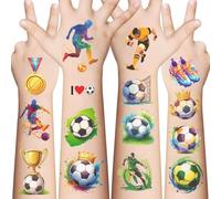 CharmeFleur 10 Fogli di Tatuaggi Temporanei Calcio per Bambini, Regali per Feste di Compleanno Sportivo, Adesivi Cartoon Carini per Bambine e Bambini, Attività Casalinghe, Premi di Classe