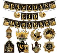 CHarmeFleur 2 in 1 Decorazioni per Ramadan E Eid Nessun Fai da Te Decorazioni Ramadan Mubarak Include Striscioni Eid E Addobbi Ramadan Decorazioni A Spirale Sospese Eid M