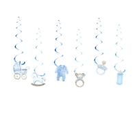 CharmeFleur 24 pezzi decorazioni a spirale per festa Baby Shower blu, It's A Boy party di accessori bambino per la rivelazione del genere dei bambini