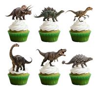 CharmeFleur 24 Pezzi Topeper per Cupcake Dinosauro Decorazione per Torte Biscotti Dino Party Decorazione per Compleanno Dinosauri