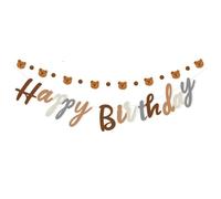 CharmeFleur Bären Tematiche Happy Birthday Banner con deliziosi orsetti, decorazione compleanno a bandierine, festa Wild One bosco orso articoli per la festa di primo compleanno Happy Birthday orso