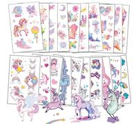 CharmeFleur Glitzer Tatuaggi Temporanei Per Ragazze, 20 Fogli Unicorni Animali Marini Farfalle Adesivi Tatuaggi Per Bambini, Tatuaggi Finti Impermeabili Per Regali Di Feste Di Compleanno