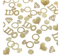 CHarmeFleur Goldene Hochzeitstisch Konfetti, decorazioni per feste della sposa anello finto brillante Io-faccio decorazione matrimonio spargitore da tavolo per festa di fidanzamento, 100 pezzi