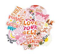 CHarmeFleur Positive Affirmations Toppe ad Applicazione Termoadesiva per Donna, Carine Toppe Ricamate per Ragazze, 17 Pezzi Stile Boho Hippie Parole Ispiratrici per Abbigliamento Cappelli