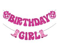 CharmeFleur Stendardo Rosa Shock Ragazza Compleanno Disco Cowgirl Stendardo per Donne Western Cowboy Cowgirl Festa Compleanno Decorazione Ragazza Rodeo Festa Compleanno