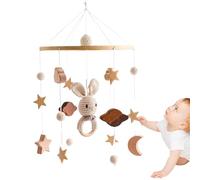 Charming Baby Mobile, Crib Mobiles for Babies, Moon Stars Baby Mobile, Wooden Crib Mobile for Nursery, Nursery Mobile with Moon and Stars, 17.32x9.06 Inches Crib Mobile for Nursery Decor