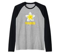 Charming Beauty of Paris France Tropical Flower Frangipani Maglia con Maniche Raglan