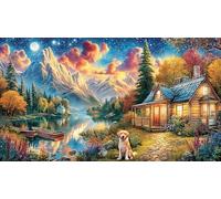 Charming-cottage-by-a-flower-filled-pond Carta riciclata Puzzle 1000 pezzi Idea regalo perfetta Giochi educativi per donne e uomini Bellissimo puzzle decorativo 70x50/1000 pezzi