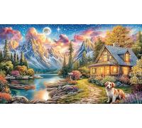 Charming-cottage-by-a-flower-filled-pond Puzzle 1000 pezzi Sfida di gioco educativo Carta riciclata Gioco stimolante per relax, creatività e regali 70x50/1000 pezzi