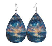 Charming Eye & River In Golden Hour Orecchini Penzolare Orecchini In Pelle Leggera Orecchino In Pelle Per Carnevale Donna