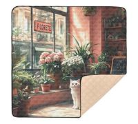Charming Florist Shop Feline Serenity - Tappetino da gioco pieghevole per bambini, resistente all'acqua, per la pancia, 127 x 127 cm
