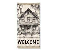 Charming House, striscioni decorativi per porta di benvenuto, stile vintage, decorazione per porta d'ingresso, casa, interni ed esterni, saluti primaverili, 91 x 183 cm