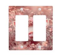Charming Piglet Light Switch Cover Piastra/Outlet Covers, Blush Pesca Floreale Design per Decorazione Primavera, Piastre da parete in Termoplastica, Dimensioni Standard Double Rocker