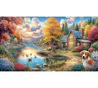 Charming-red-roofed-cottage-in-a-vibrant-garden 1000 pezzi Puzzle per donne e uomini Carta riciclata Sfida di gioco educativo Gioco stimolante Bellissimo puzzle decorativo 38x52/1000 pezzi