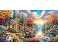 Charming-red-roofed-cottage-in-a-vibrant-garden Puzzle 1000 pezzi Carta riciclata Estremamente difficile Gioco stimolante per donne e uomini per relax 38x52/1000 pezzi