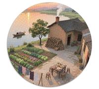 Charming Rural Scenery 1000 Pieces Round Puzzles Creative Jigsaw Impossible Hard Difficult Challenging for Adults And Kids Unique Challenge Game 1000pcs (67.5x67.5cm)