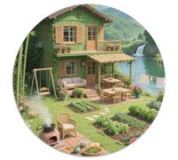 Charming Rural Scenery 1000 Pieces Round Puzzles Creative Jigsaw Impossible Hard Difficult Challenging for Adults And Kids Unique Challenge Game 1000pcs (67.5x67.5cm)