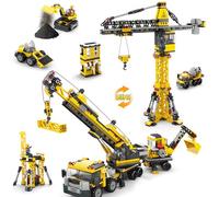 Charmofun 2 in 1 Technic Camion Gru & Gru a Torre, 854PCS Giocattolo da Costruzione per Bambini, Technic City Giocattolo con Mini Escavatore, STEM Giochi Regalo per Bambino 6+ Anni