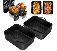 Charmofun 2 Pezzi Accessori Friggitrice ad Aria, Cestino per Friggitrice ad Aria per Ninja Foodi AF400EU AF300EU AF500EU Dual Basket, Contenitori Doppio Cestello Accessori per Airfryer (2 Pezzi)
